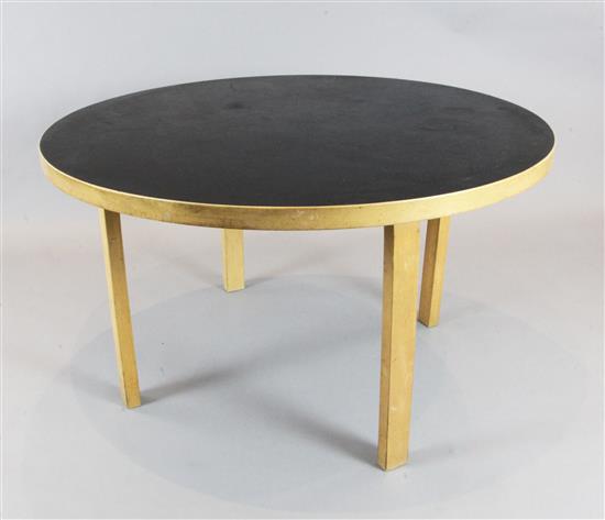 A Finmar Ltd dining table, model 91, designed by Alvar Aalto, Diam.4ft 2in. H.2ft 4.5in.